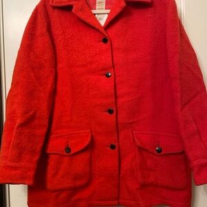 Vintage Hudson bay Red Teddy Jacket Cozy Textured Fabric from 70s